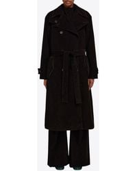 Ferragamo - Double-Breasted Corduroy Trench Coat - Lyst