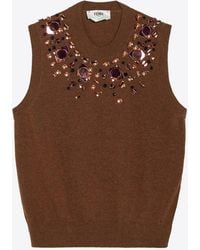 Fendi - Crystal Embellished Sweater Vest - Lyst