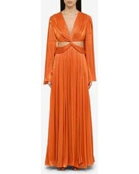Costarellos - Orange Draped Long Dress - Lyst