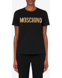 Moschino - Sequined Logo Short-Sleeved T-Shirt - Lyst