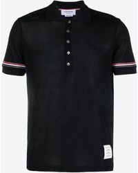 Thom Browne - Name Tag Patch Short-Sleeved Polo T-Shirt - Lyst