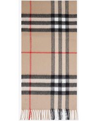 Burberry - Fringed Cashmere Check Scarf - Lyst