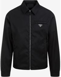 Prada - Triangle Logo Zip-Up Overshirt - Lyst