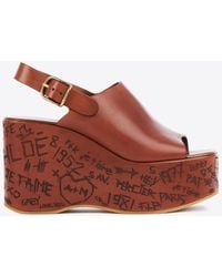 Chloé - Maxime 80 Leather Wedge Sandals - Lyst
