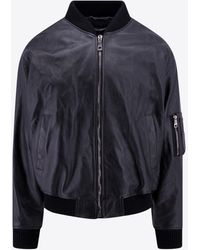 Dolce & Gabbana - Zip-Up Leather Bomber Jacket - Lyst