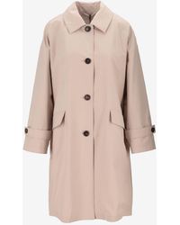 Max Mara - Buttoned Trench Coat With Logo-Patch - Lyst