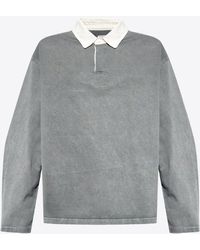 Bottega Veneta - Washed Long-Sleeved Polo T-Shirt - Lyst