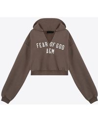 Fear Of God - Logo Print Cropped Hoodie - Lyst