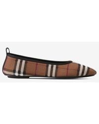 Burberry - Vintage Check Leather Ballet Flats - Lyst
