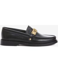 Moschino - Logo Leather Loafers - Lyst