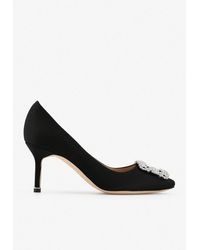 Manolo Blahnik - Hangisi 70 Crystal Buckle Satin Pumps - Lyst