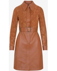Akris - Belted Suede And Leather Shirt Dress - Lyst