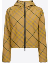 Burberry - Check-Pattern Zip-Up Hooded Jacket - Lyst