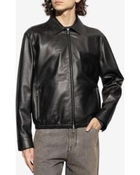Ferragamo - Zip-Up Leather Jacket - Lyst