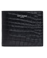 Saint Laurent - East/West Croc-Embossed Leather Wallet - Lyst