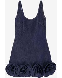Self-Portrait - 3D Flowers Denim Mini Dress - Lyst