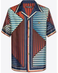 Dolce & Gabbana - Geometric Print Bowling Silk Shirt - Lyst