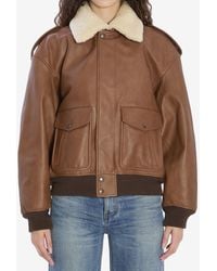 Saint Laurent - Shearling Zip-Up Bomber Jacket - Lyst