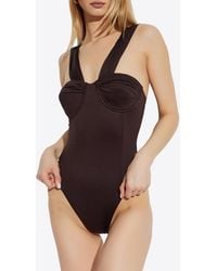Balmain - Logo Tag One-Piece Swimsuit - Lyst