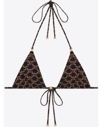 Celine - Matt Jersey Triangle Top With Monogram - Lyst