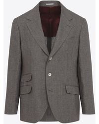 Brunello Cucinelli - Linen Single-Breasted Blazer - Lyst