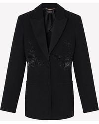 Versace - Crystal-Embellished Blazer With Lace Insert - Lyst