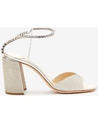 Jimmy Choo - Saeda 100 Glittered Sandals - Lyst