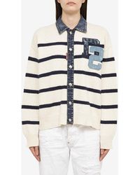 DSquared² - Striped Logo-Patch Cardigan - Lyst