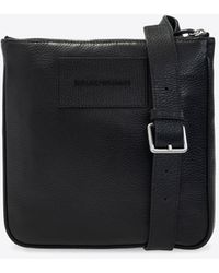 Emporio Armani - Embossed Logo Leather Shoulder Bag - Lyst