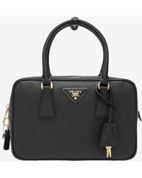 Prada - Small Saffiano Leather Top Handle Bag - Lyst