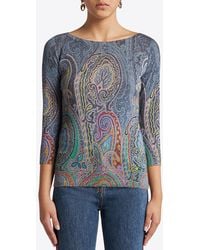 Etro - Paisley Print Silk-Blend Knit Top - Lyst