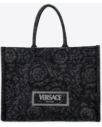 Versace - Barocco Athena Jacquard Canvas Tote Bag - Lyst