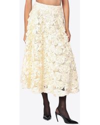 ROTATE BIRGER CHRISTENSEN - Floral-Applique Midi Skirt - Lyst