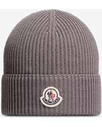Moncler - Logo Patch Ribbed Beanie - Lyst