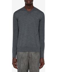 Ferragamo - V-Neck Wool Sweater - Lyst