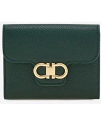 Ferragamo - Gancini Grained Leather Compact Wallet - Lyst