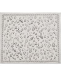 McQueen - Hand-Painted Skull Print Silk Foulard - Lyst