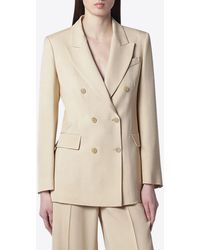 P.A.R.O.S.H. - Double-Breasted Linen-Blend Blazer - Lyst