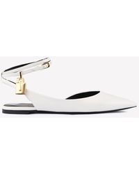 Tom Ford - Padlock Shiny Leather Pointed-Toe Flats - Lyst