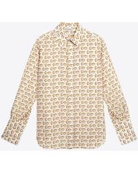 Burberry - B Motif Long-Sleeved Silk Shirt - Lyst