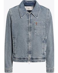 Ami Paris - Ami De Coeur Denim Zip-Up Jacket - Lyst