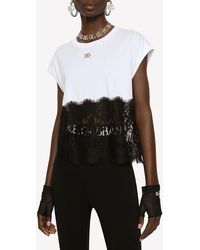 Dolce & Gabbana - Lace-hem Short-sleeved T-shirt - Lyst