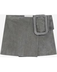 Ami Paris - Big Buckle Suede Mini Skirt - Lyst