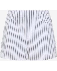 Ami Paris - Striped Elastic-Waist Shorts - Lyst
