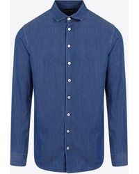 Giorgio Armani - Long-Sleeved Denim Shirt - Lyst