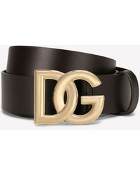 Dolce & Gabbana - Lux Leather Belt With Dg Logo - Lyst