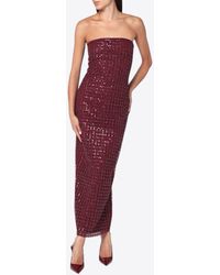 ROTATE BIRGER CHRISTENSEN - Strapless Sequined Maxi Dress - Lyst
