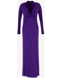Versace - Cowl Long-Sleeved Maxi Dress - Lyst
