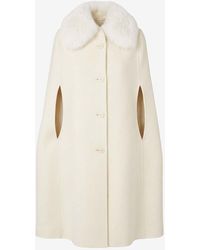 Fendi - Fox-Fur Collar Wool Cape Coat - Lyst