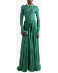 Dolce & Gabbana - Long Chiffon And Lace Dress - Lyst